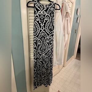 Black and White Patterned High-Low Dress